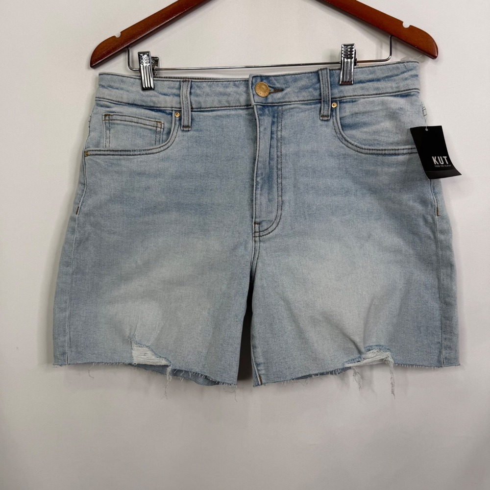 Kut from the Kloth Jenny High Rise Shorts Light Wash Distressed Size 6 NWT - Picture 4 of 9